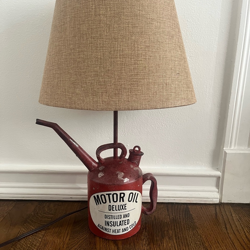 Red Motor Oil Can Table Lamp